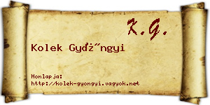 Kolek Gyöngyi névjegykártya