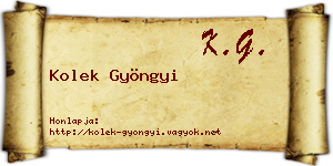 Kolek Gyöngyi névjegykártya